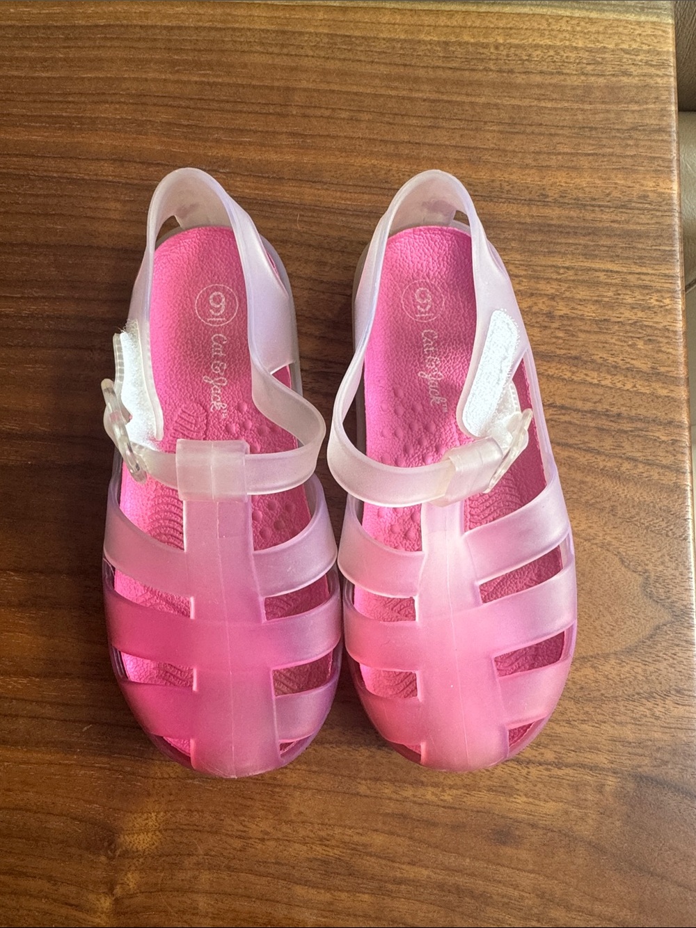 Cat & Jack Pink Jelly Fisherman Sandals with Clear Straps